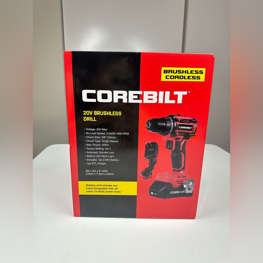 Corebilt 20v Cordless Drill‎ with Battery and Charger and Case New in Sealed Box